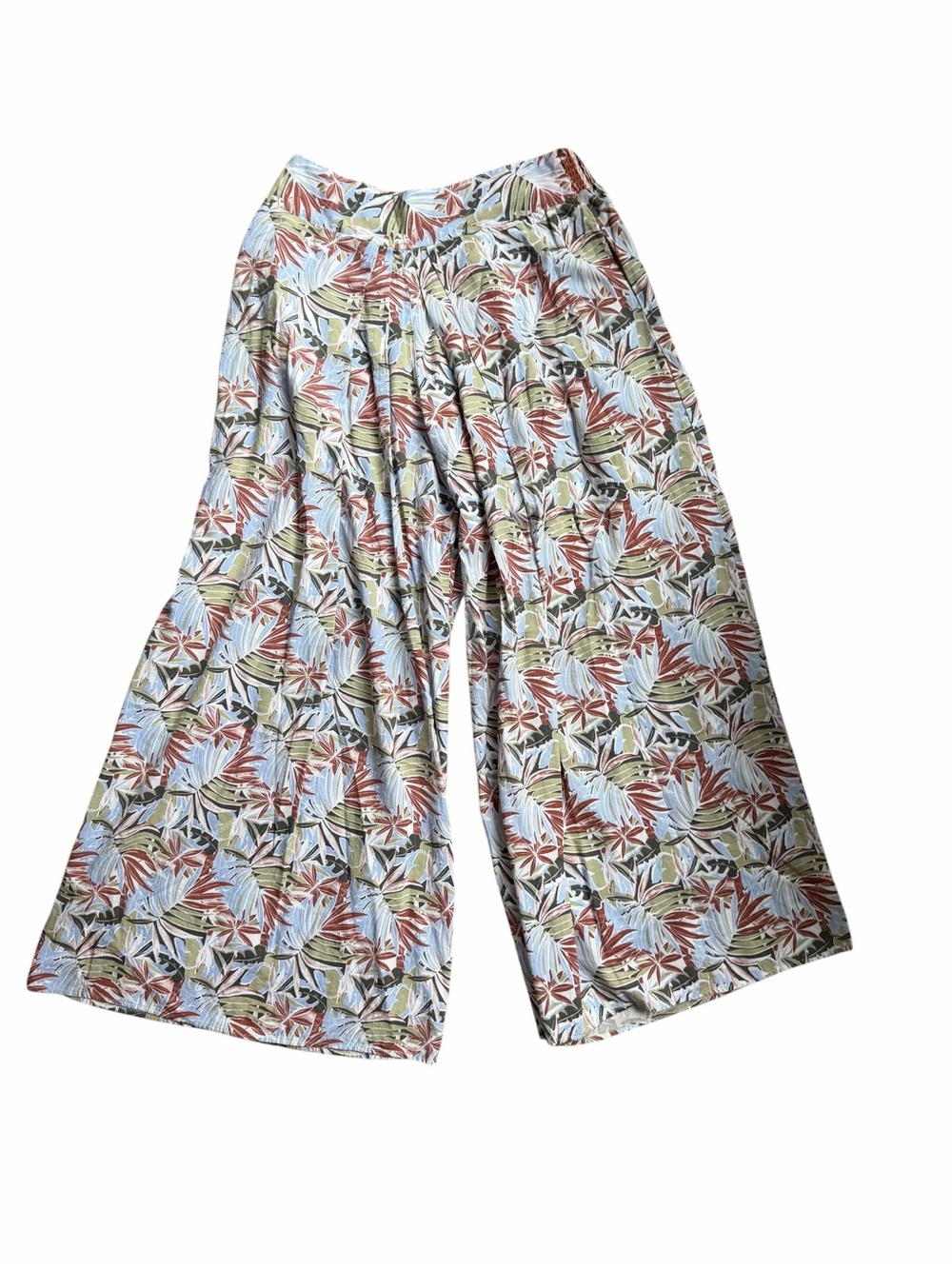 Davi & Dani Island Cotton/Rayon Retreat Tropical Wide Leg Tie Waist Palazzo Pant